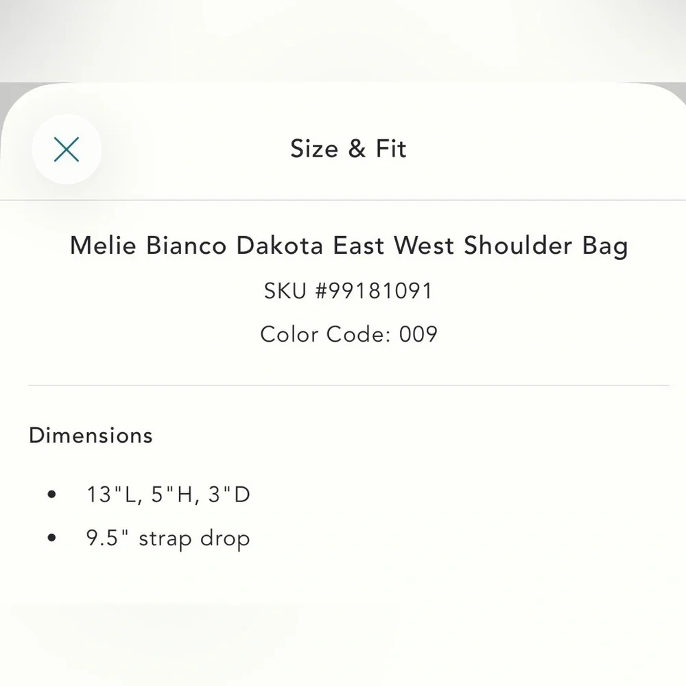 NWT new Anthropologie melie bianco east west shoulder bag cow print black white